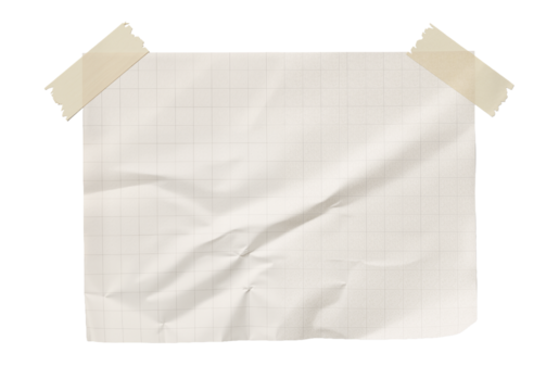 Crumpled Graph Paper with Tape – Symbol of Creativity, Calculation, and Thought in Progress
