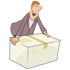 Man with a huge box.