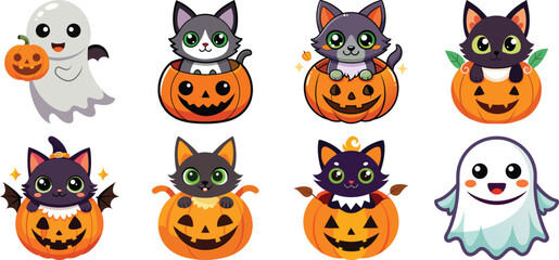 set of funny cartoon animals