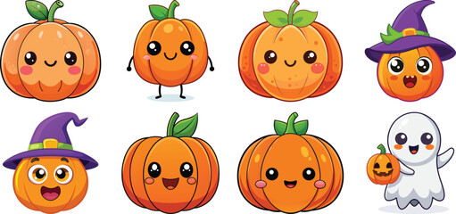 set of funny cartoon vegetables