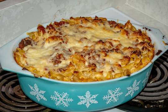 Beef ragu baked pasta fresh out of the oven