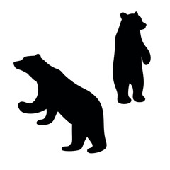 Two black bear silhouettes standing and reaching out on a white background