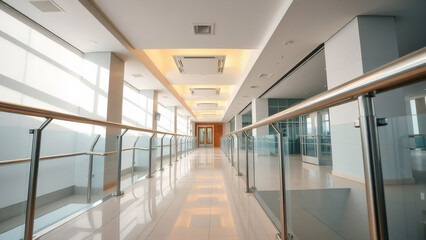 Modern corridor in a bright office space during the day Generative AI