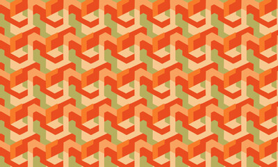 Retro 70s Isometric 3D Maze Seamless Pattern