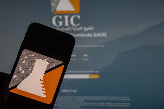 Rheinbach, Germany  28 September 2025,  The brand logo of the company "Gulf International Chemicals SAOG" on the display of a smartphone in front of the website (focus on the brand logo)