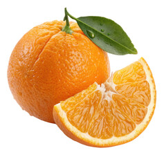 Vibrant orange fruit with smooth dimpled peel, photographed whole, citrus food isolated on white background. PNG