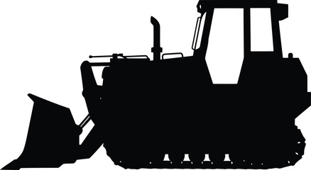 Silhouette bulldozer construction heavy machinery industrial equipment vector graphic vector © Mohim
