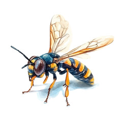 Obraz premium Hornet, watercolor painting vector, isolated on a white background.