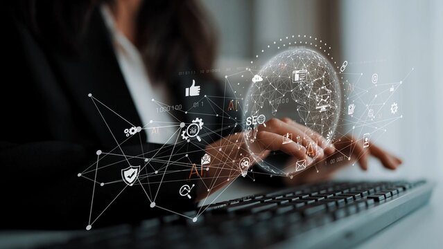 Global AI network showing connection between AI, global, and network elements across the digital world and data infrastructure Marrow - Powered by Adobe