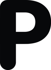 Bold black letter p simple minimalist graphic design element vector
