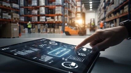 Digital tablet control in warehouse logistics and supply chain management - Powered by Adobe