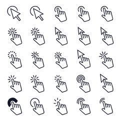 Cursor pointer hand icons click