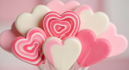 Sweet Heart Candy Bouquet: A captivating assortment of heart-shaped candies in a range of delightful pink hues, arranged artfully to evoke feelings of affection and warmth.