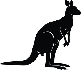 Black kangaroo silhouette standing side view abstract wildlife art vector vector
