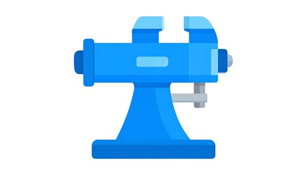 Blue mechanical vise, simple graphic