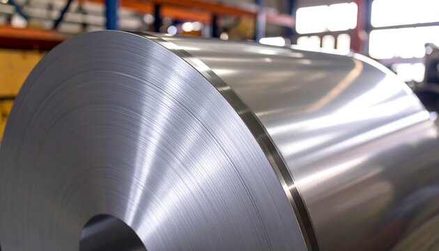 Rolled metal coil in a factory