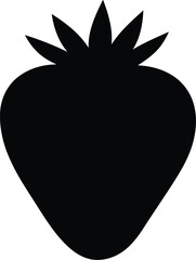 Minimalist black strawberry silhouette isolated on white simple fruit icon vector