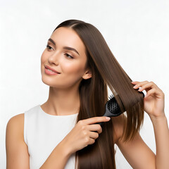 Fototapeta premium young woman with a hairbrush