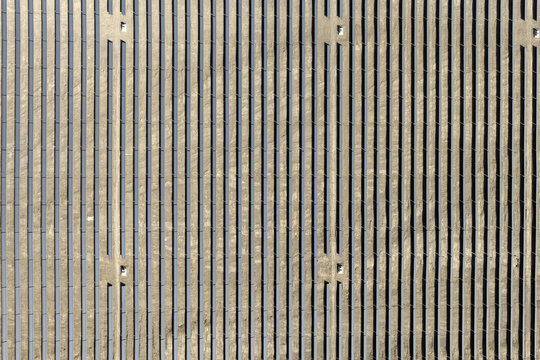 Aerial view of solar power plant in Turpan, Xinjiang, China.