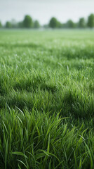 A vast, sprawling green lawn that extends to the horizon--lush and dense with grass blades of varying heights