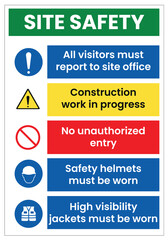 Site Safety Sign Mandatory Safety Instructions for Construction