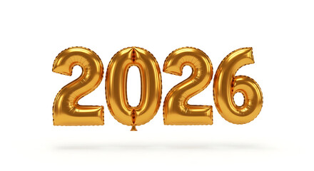 Two thousand twenty six gold balloons happy new year celebration party event holiday festive occasion 2026 transparent background