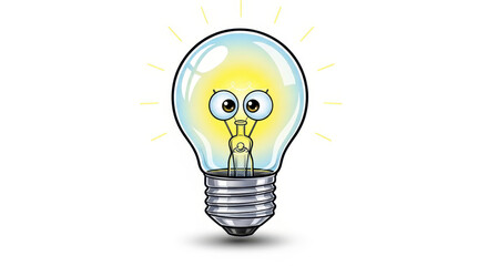 Bright Idea Light Bulb Character Glowing with Excitement and Inspiration