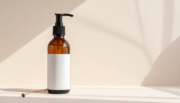 Elegant Amber Bottle Mockup for Skincare Products in Natural Sunlight