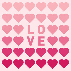 Romantic Love Concept with Hearts and love word