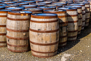 Pile of Fill Bourbon Barrels, Scotland