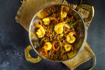 Thor Chingri | Traditional Bengali Banana Stem Curry Cooked with Prawns and Aromatic Spices | Authentic Bengali Comfort Food and Classic Fish Curry Served with Steamed Rice
