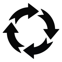 Circular process arrow icon — vector symbol of continuous loop and clockwise flow for cycle, iteration, recycling, and system design