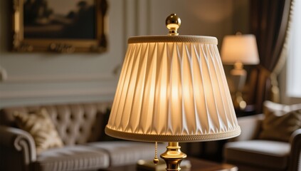 Elegant table lamp in luxury living room soft lighting cozy ambiance
