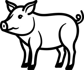 Duroc, vector line art icon, black and white, white background