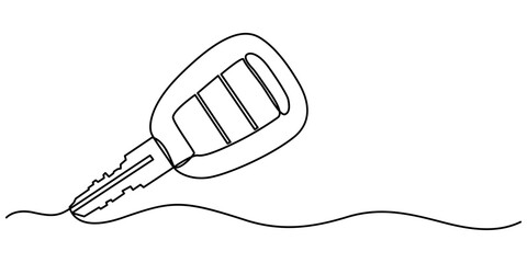  continuous line drawing of car key, Car keys with alarm system outline drawing illustration. 