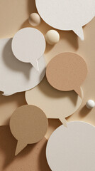 a background for a presentation, I'd like a photo of chat bubbles cut from different white and beige paper