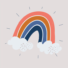 Vector illustration of rainbow with clouds symbolizing hope, optimism and brighter future