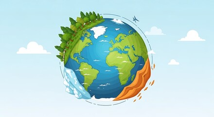 Earth with diverse ecosystems and natural elements.