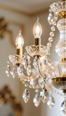 Elegant crystal chandelier illuminating luxurious interior space