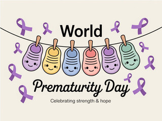 Celebrate world prematurity day with cute baby shoes and awareness ribbons