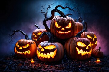jack-o'-lantern, jack-o'-lantern Background, jackolantern Halloween Pumpkin, Pumpkin Lantern, Spooky Halloween Pumpkin, Scary Halloween Wallpaper 