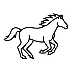 Galloping horse silhouette line art dynamic running equine animal profile drawing vector