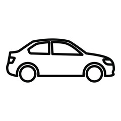 Obraz premium Simple outline of a modern sedan car side profile for automotive design and concepts vector