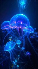 jellyfish in blue water
