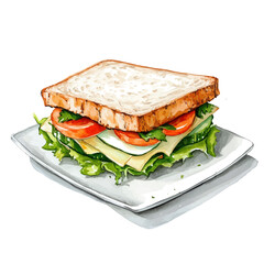 Mini Sandwich Platter, watercolor clipart vector, isolated on a white background.