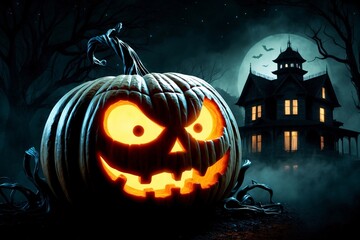 Fototapeta premium Creepy Halloween Pumpkin Wallpaper, Halloween Pumpkin Background, Halloween Background, Gothic Pumpkin, Scary Pumpkin