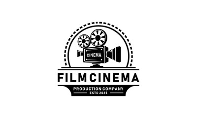Vintage Video Camera Film for film cinema production studio Logo design