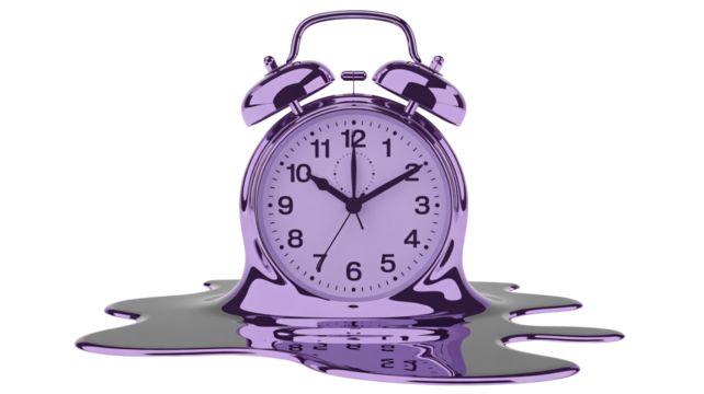 Surreal melting alarm clock symbolizes urgent deadlines and the fluid nature of time, perfect for creative projects