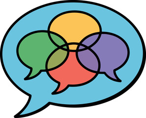 Connected ideas speech bubbles teamwork communication concept vector Hand drawn