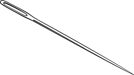 Sewing needle with thread crafting diy fabric repair tailor tool vector